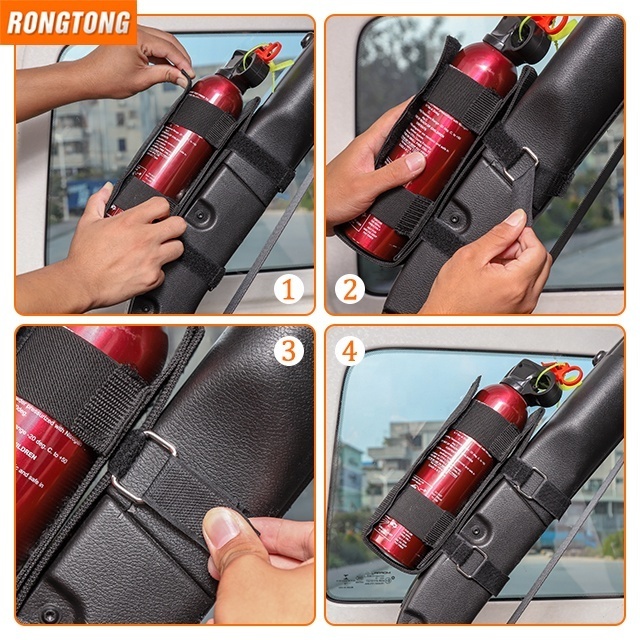 Car Accessories Adjustable Roll Bar Car Fire Extinguisher Mounted Carrying Strap for Jeep Wrangler JL