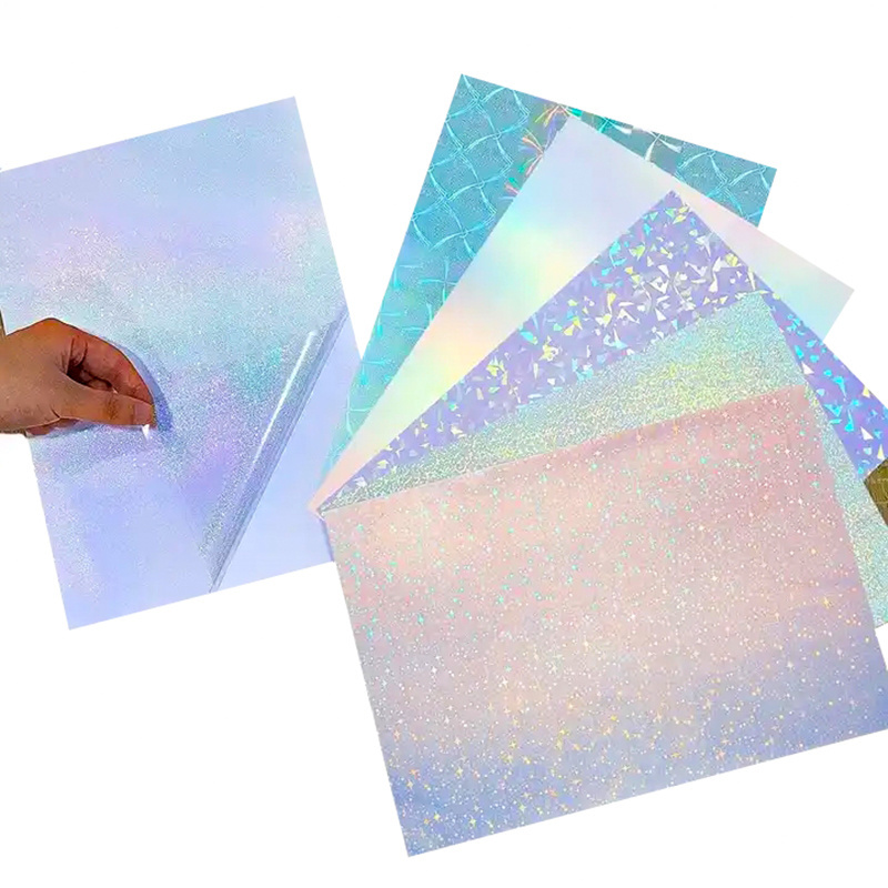 Self Adhesive Butterfly Cold Laminate Film Transparent Holographic Vinyl Overlay Sheets A4 Stickers Photo Protective Film