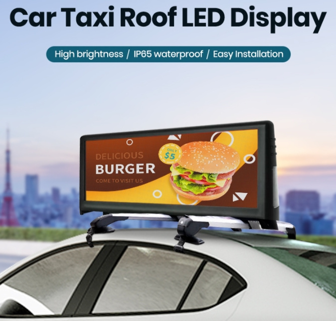 Programmable Led Car Roof Sign Double Side Advertising P2.5 Waterproof Screen Outdoor Taxi Top Led Display