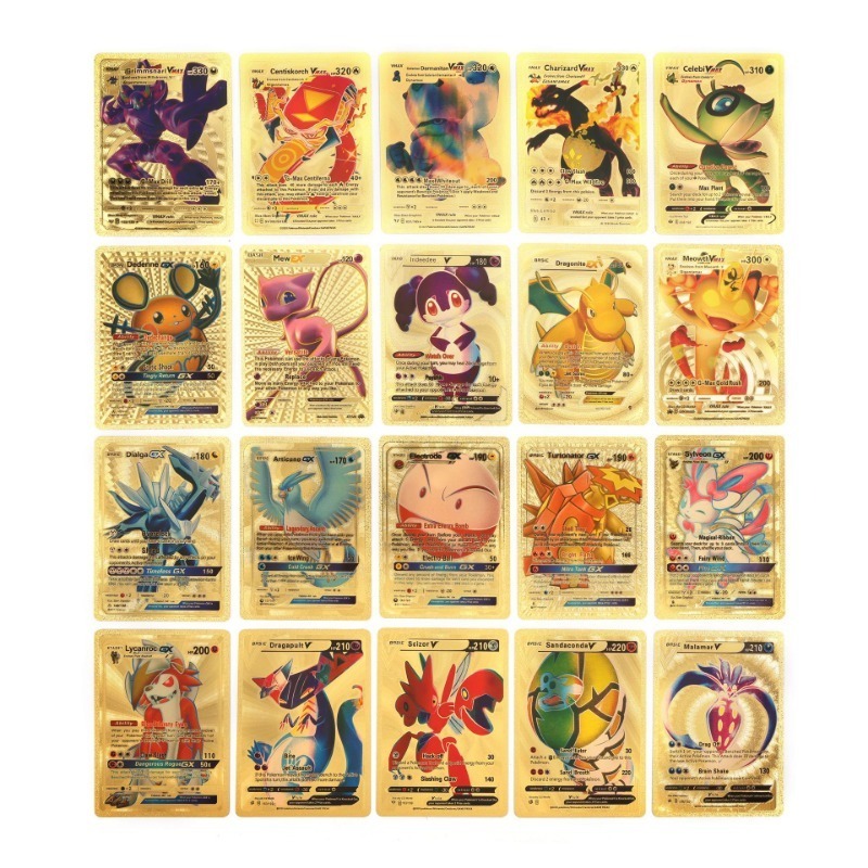 110PCS English Pokemon Gold Card Pack Vmax V GX EX DX Box Charizard Pikachu TAG COSPLAY Rare Collection Battle Cards