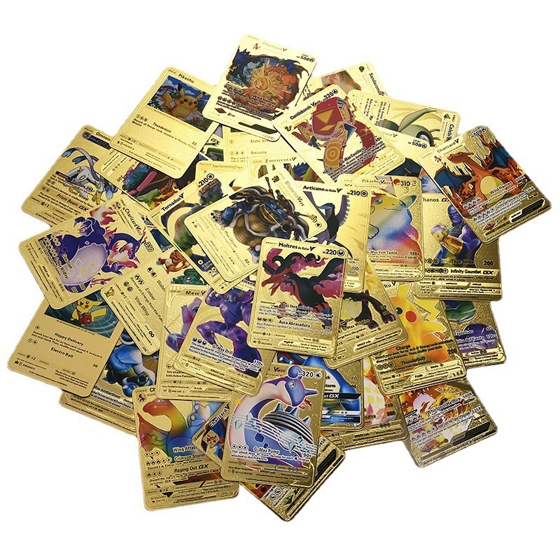 NEW ARRIVAL Colorful Gold Foil Pokemon TCG Cards Silver Foil Pokemon Trading Card Game Charizard V VMAX GX Pokemon Cards