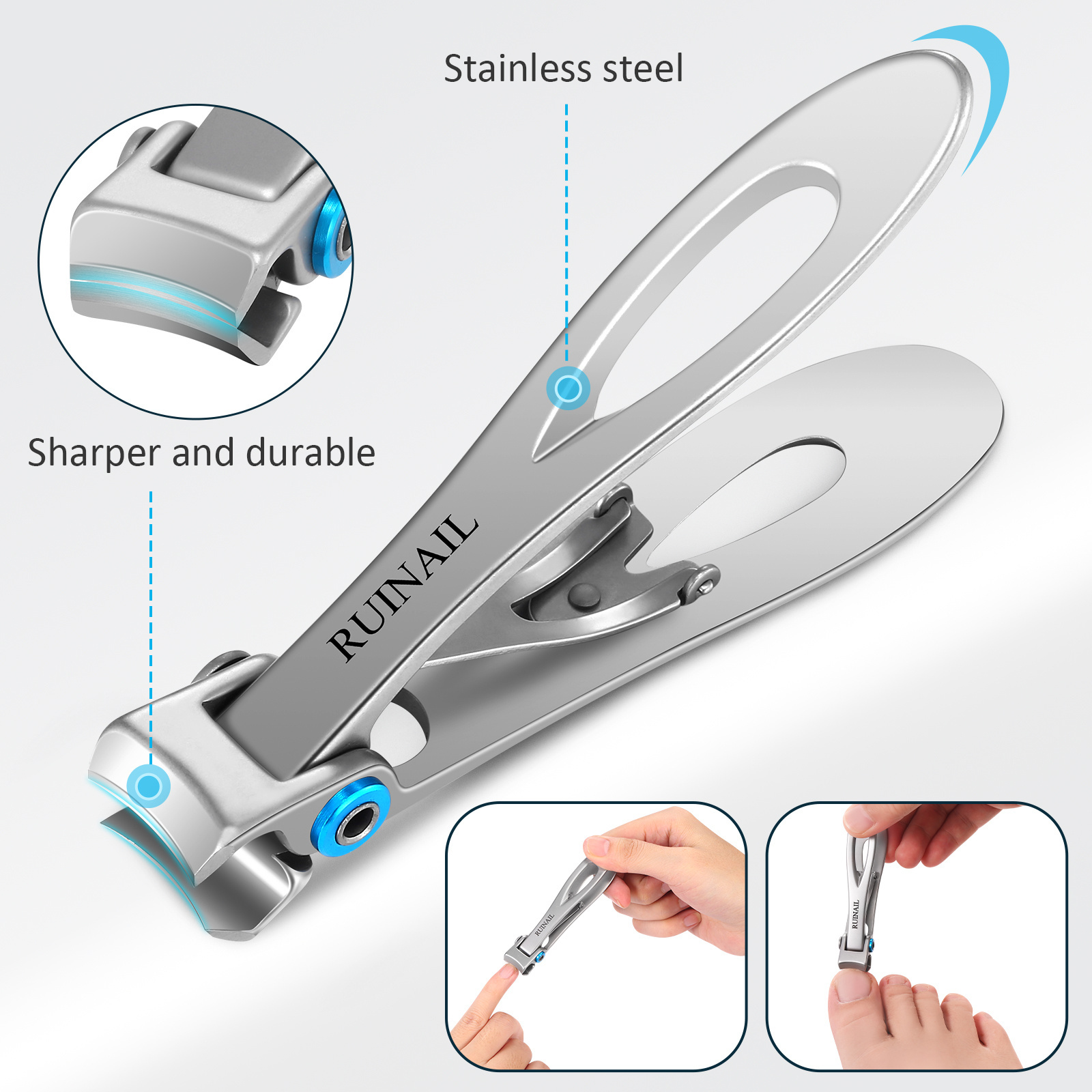 Professional Nail Clipper Stainless Steel Nail Cutter Fingernail Toenail Manicure Trimmer Toenail Clippers for Thick Nails