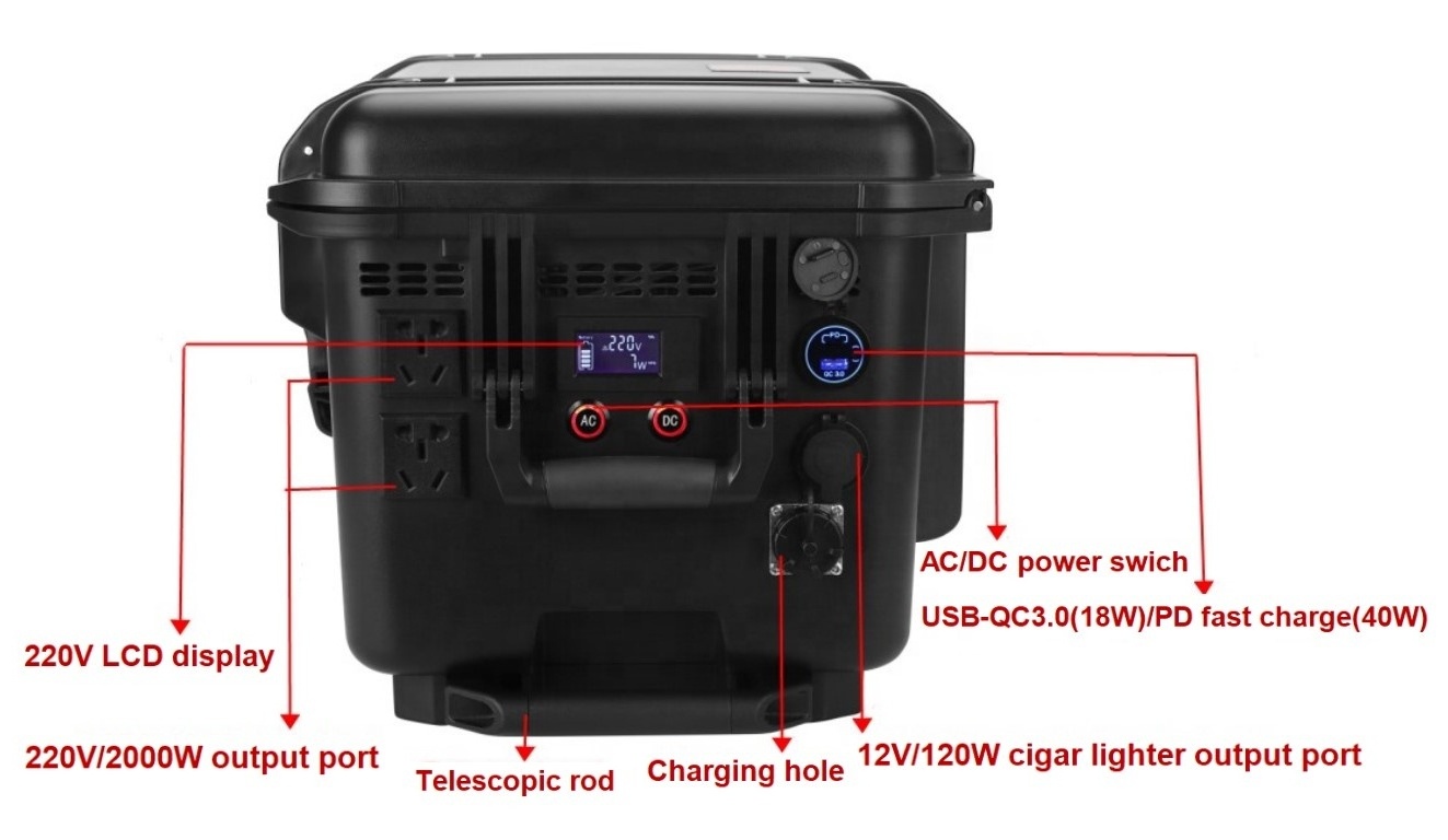 Pure sine wave 220v 2000w 7770wh big indoor solar power station portable generator for camping