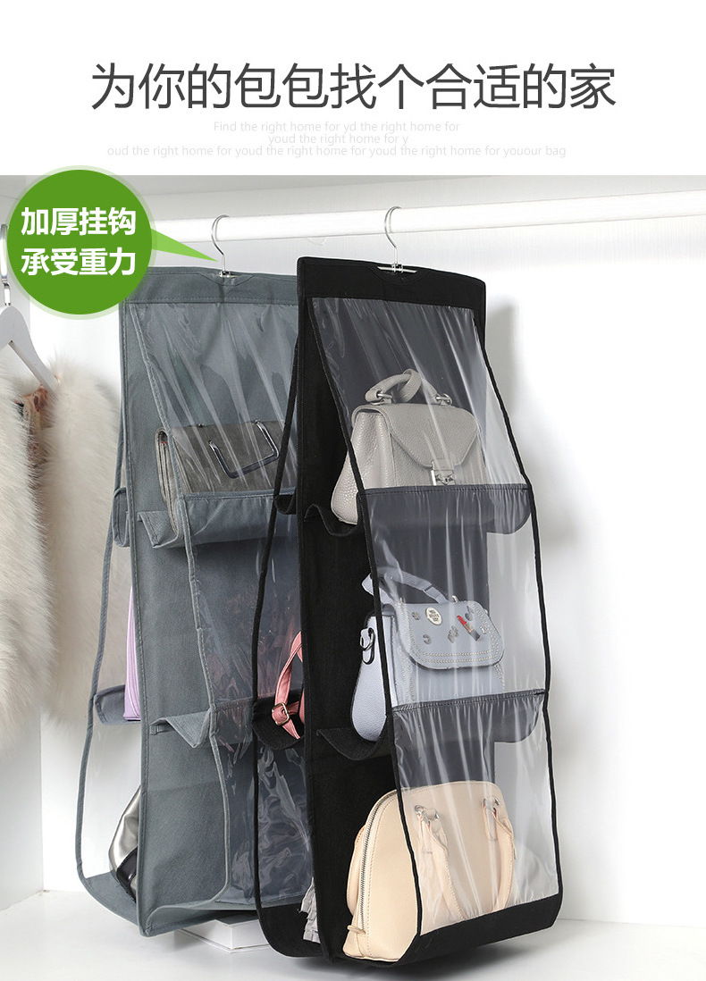 Hanging Handbag Organizer for Wardrobe Closet Transparent Storage Bag Door Wall Clear Sundry Shoe Bag with Hanger Pouch