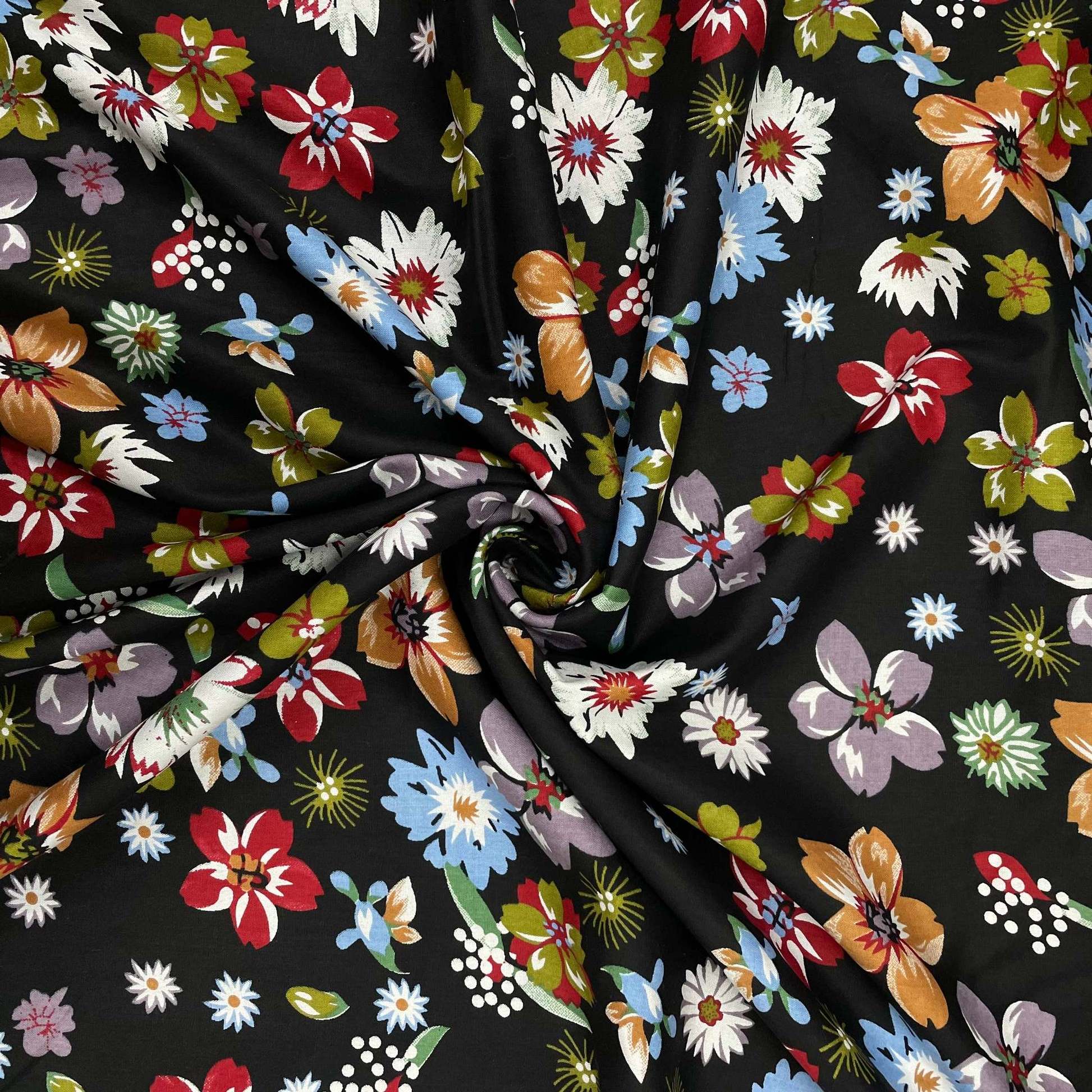 Custom wholesale viscose rayon cotton knitted floral pattern digital printed fabric for baati somali clothing dresses