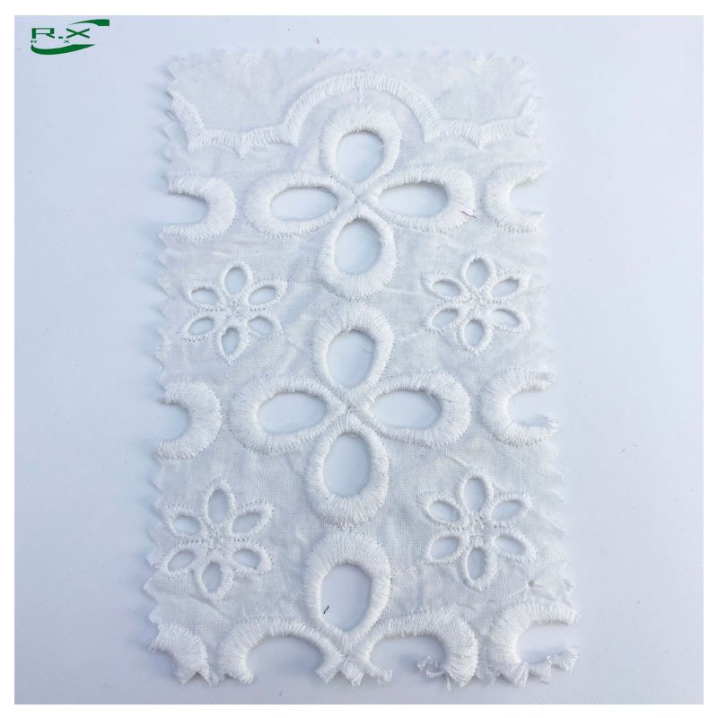 Factory custom wholesale high quality 100 cotton white floral eyelet embroidered knitted shirt fabric for women