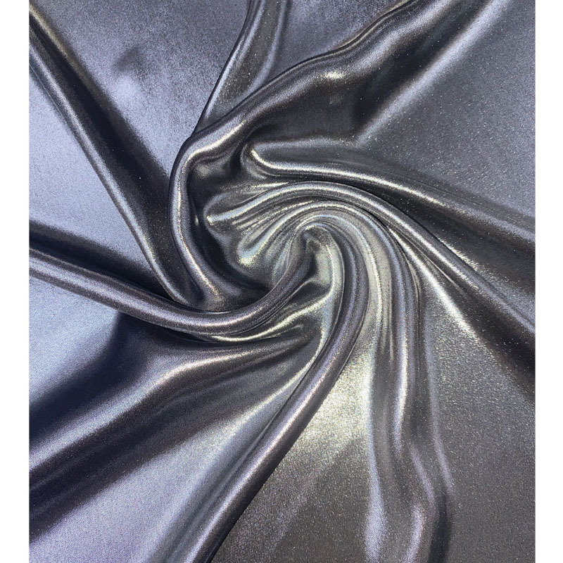 Custom wholesale high quality luxury polyester stretch double sided double shiny silky liquid satin fabric for clothing