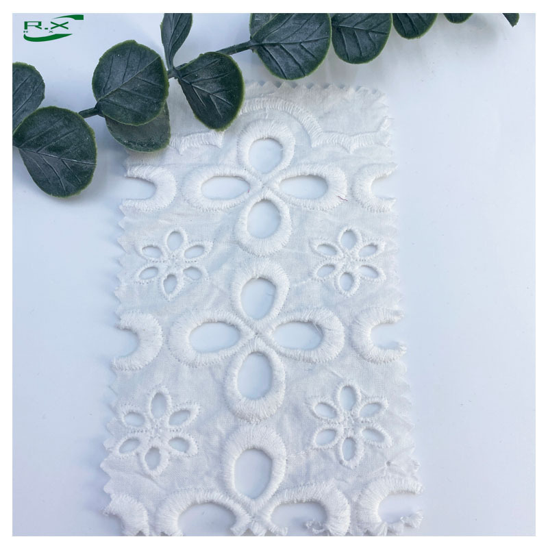 Factory custom wholesale high quality 100 cotton white floral eyelet embroidered knitted shirt fabric for women