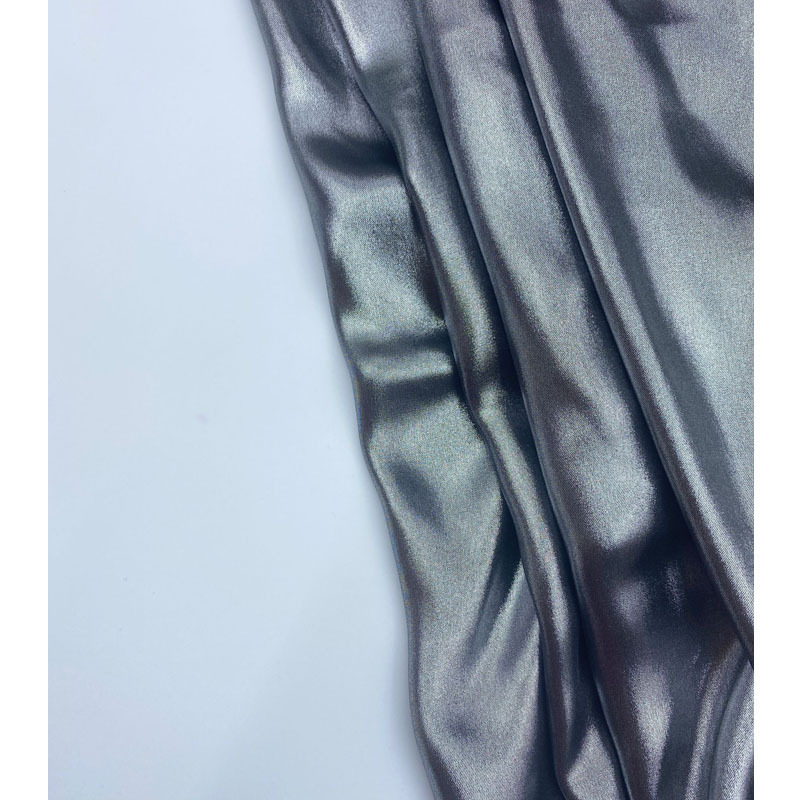 Custom wholesale high quality luxury polyester stretch double sided double shiny silky liquid satin fabric for clothing