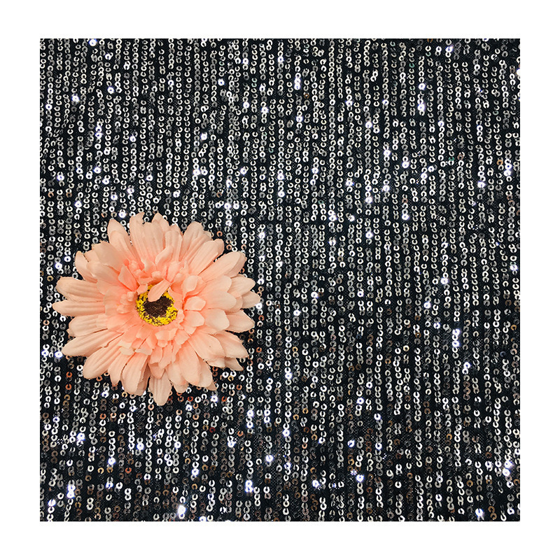 3mm straight sequin embroidered elastic mesh vertical stripe bead embroidered fabric stage dress cloth Material wholesale