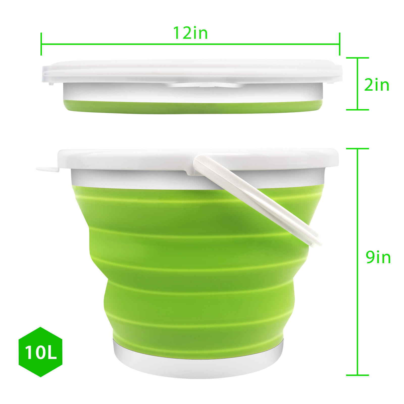 10L portable silicone collapsible water washing bucket washer foldable buckets