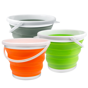 10L portable silicone collapsible water washing bucket washer foldable buckets