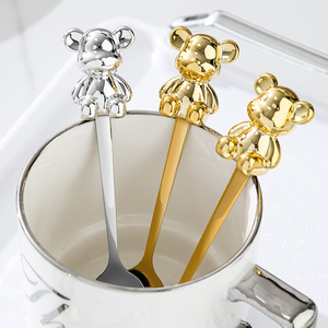 Korean Style Bear Coffee Dessert Spoon 304 Stainless Steel Coffee Stirring Tea Dessert Scoop