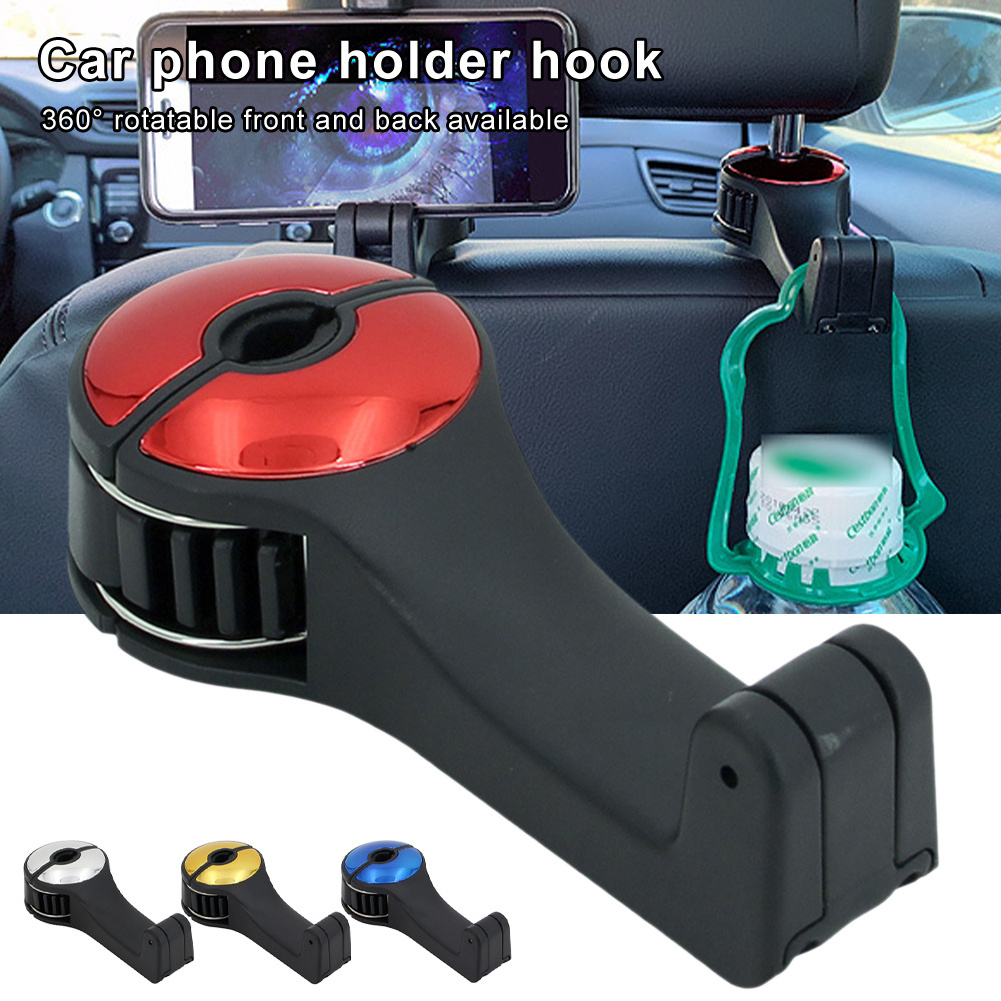 2 In 1 Multi-functional Car Back Seat Headrest Hook Phone Holder for Handbag Car Interior Accessories