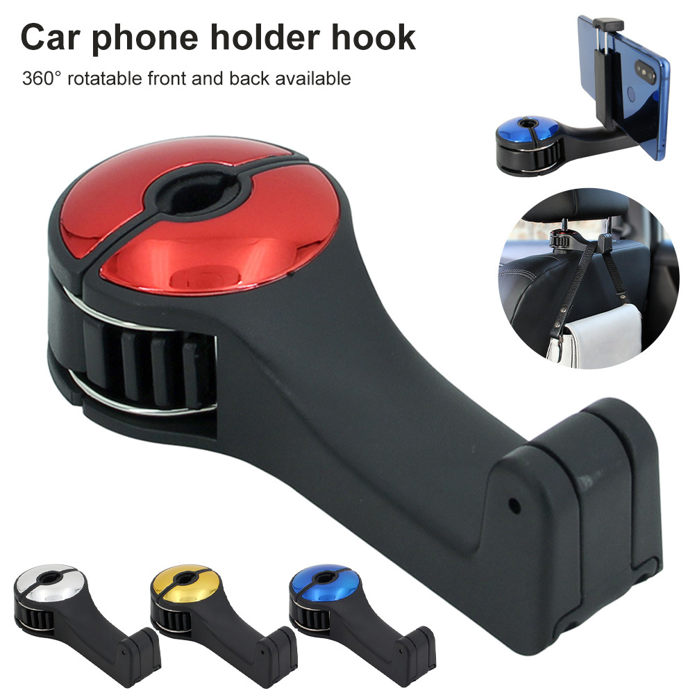 2 In 1 Multi-functional Car Back Seat Headrest Hook Phone Holder for Handbag Car Interior Accessories