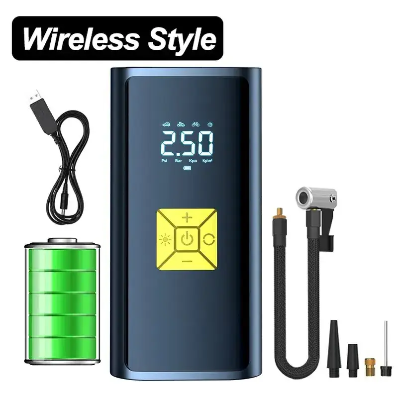 Wireless Style 2023 Electric Air Pump 6000mAh 150PSI Digital Screen Tyre Inflator For Car Motorcycle Bicycle Ball