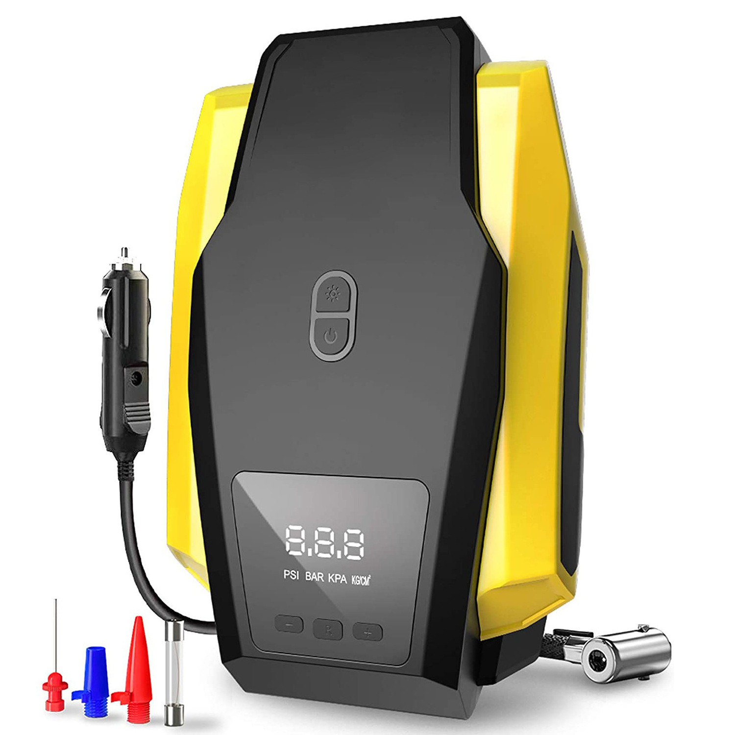 Car Tyre Inflator Air Compressor 12V Digital Tyre Inflator with Auto Shutoff 4 Nozzle and LED Light