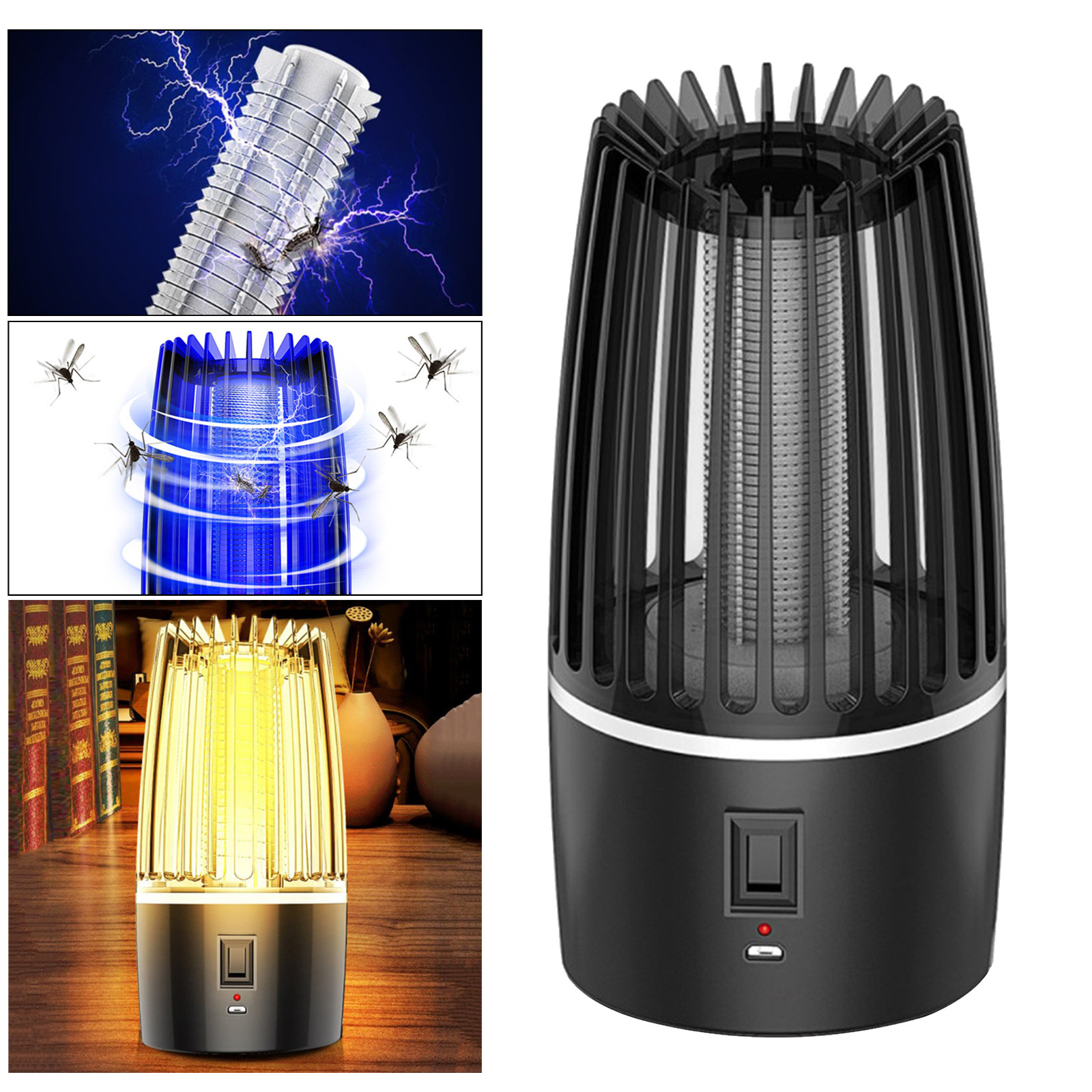 2000V Electric Shock Mosquito Killer Lamp 360 Degree LED Silent Light Bug Zapper