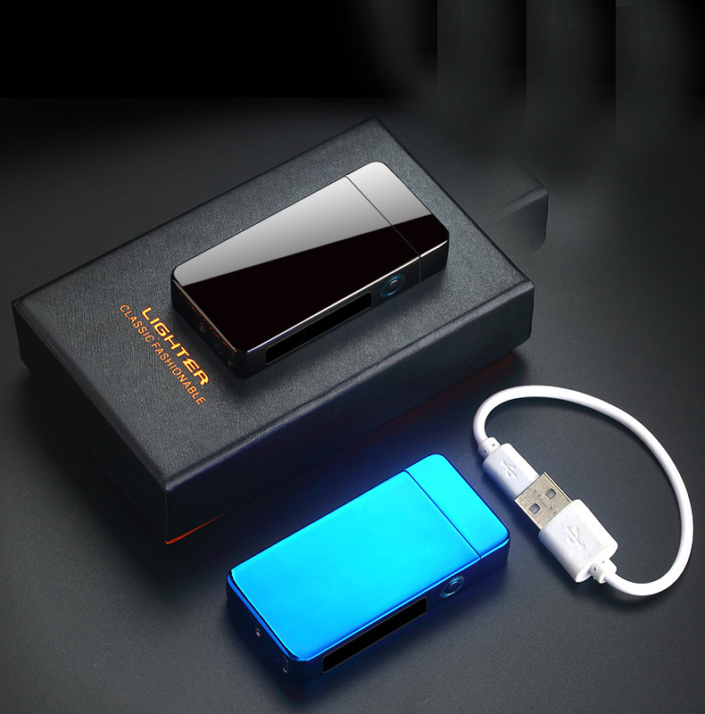 Cigarette double arc flameless windproof electric usb lighter, custom gift electronic plasma lighter