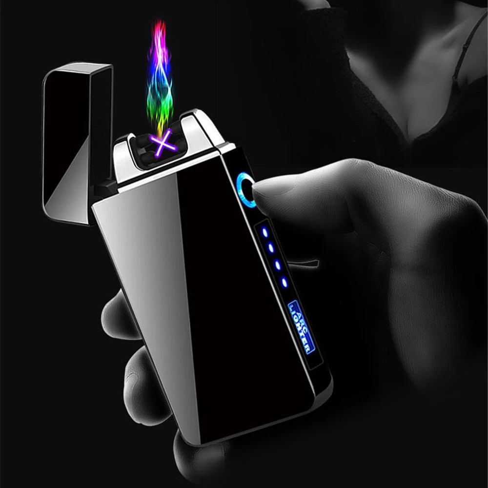 Cigarette double arc flameless windproof electric usb lighter, custom gift electronic plasma lighter