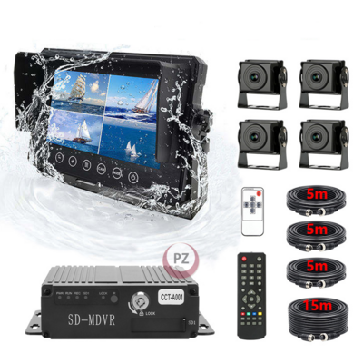 24v Rear View Screen 4 Channels Ahd Ips 7inch Quad View Monitor 360 Around View Camera Dvr Semi Bus Truck Camera System