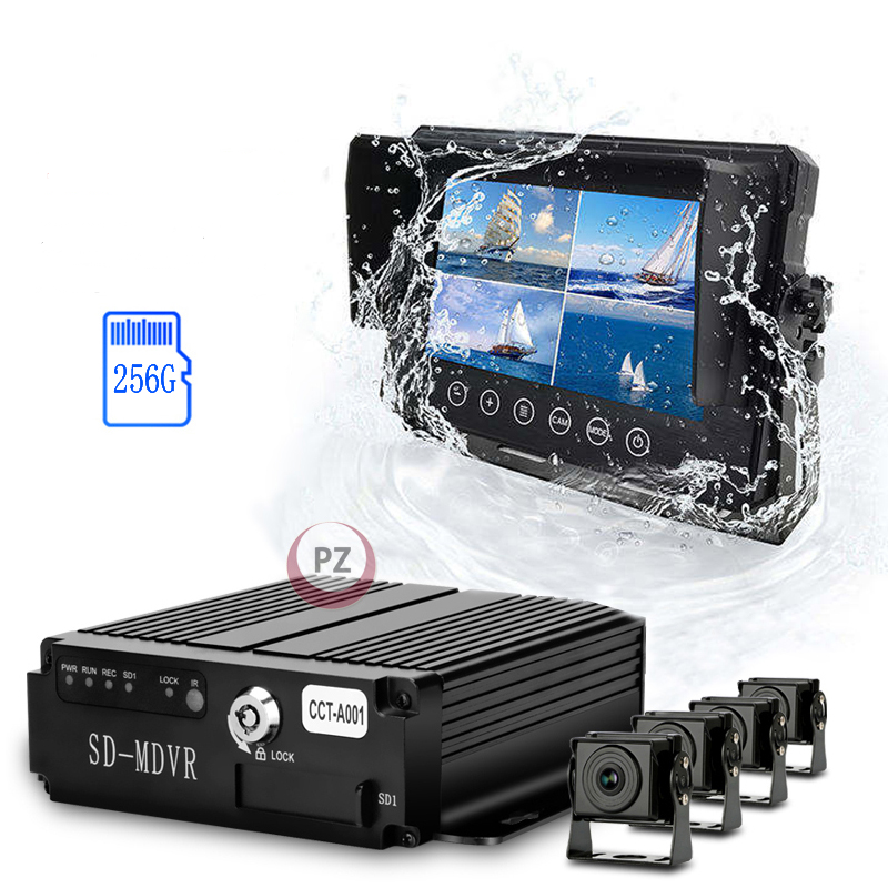 24v Rear View Screen 4 Channels Ahd Ips 7inch Quad View Monitor 360 Around View Camera Dvr Semi Bus Truck Camera System