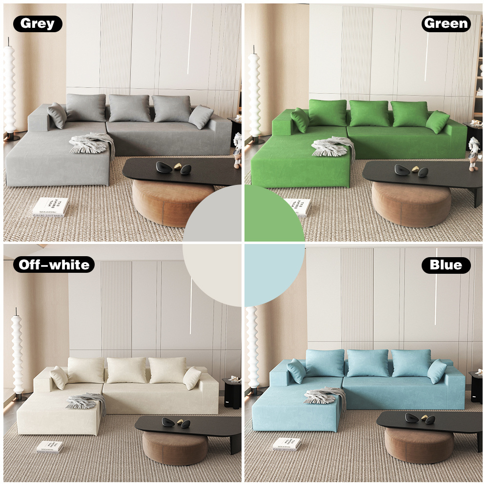 customized sofa Elegant White Boucle Soft Couch 3 Seat L-shape Sofas For Living Room Sofa Set With Pillows