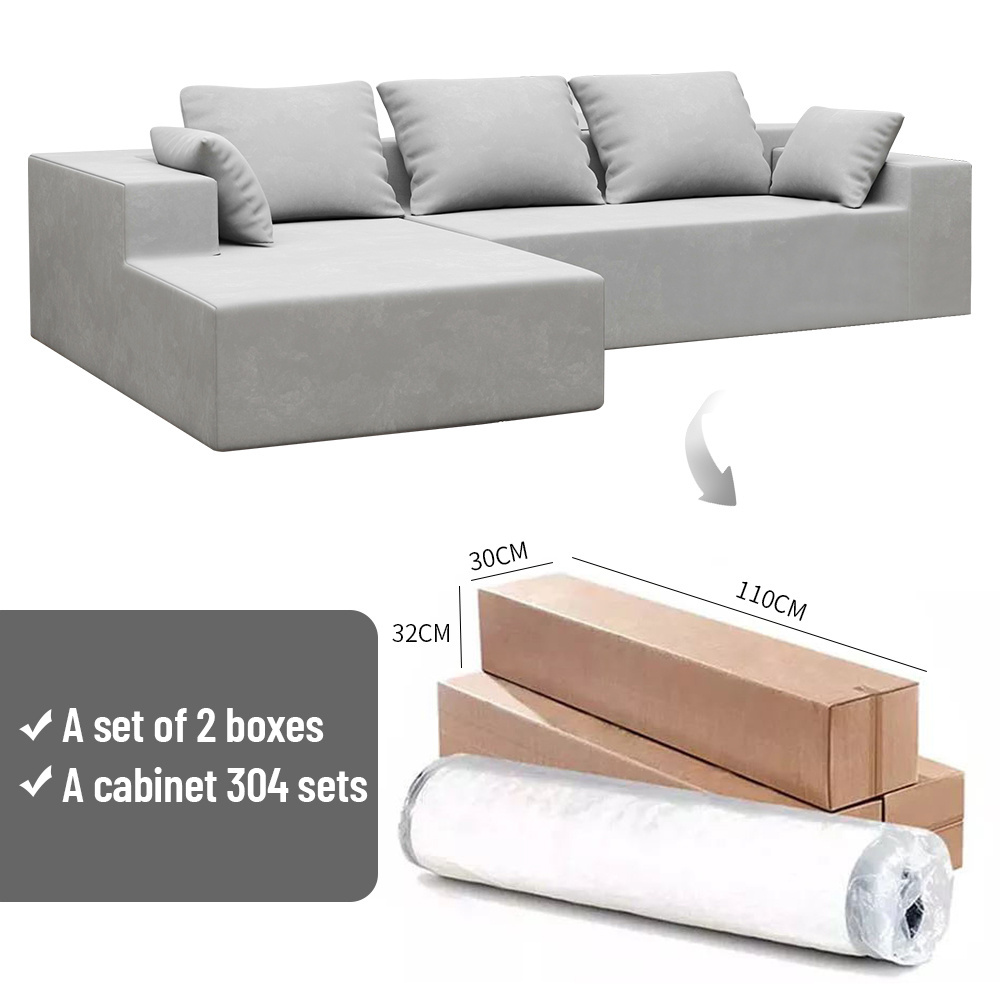 customized sofa Elegant White Boucle Soft Couch 3 Seat L-shape Sofas For Living Room Sofa Set With Pillows