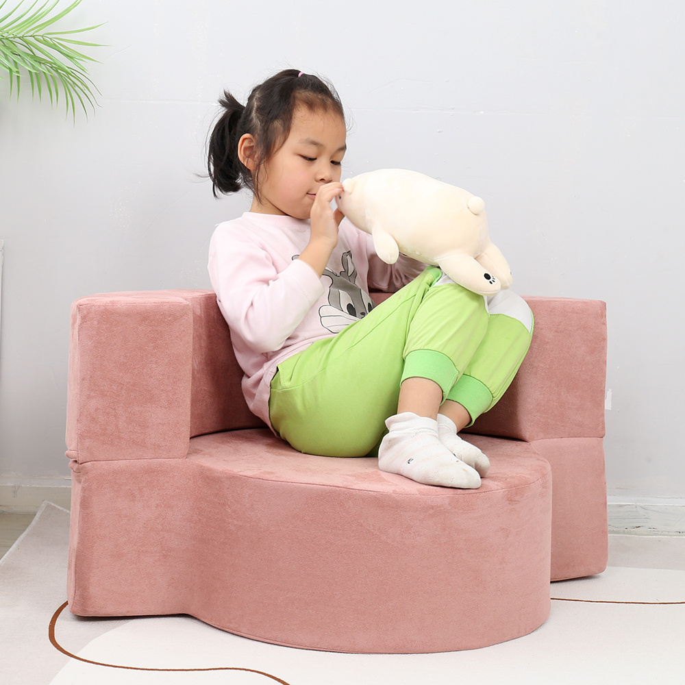 SAIEN Children's 2 in 1 Flip Open Foam Sofa Children's Sofa Bed Baby's Upholstered Couch Sleepover Chair Flip out kids sofa