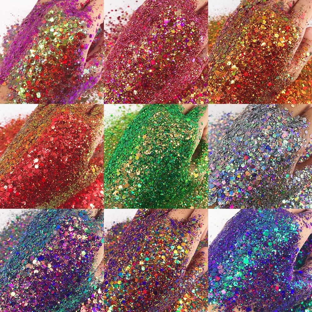 Eco-friendly Resistant Solvent polyester fine extra Wholesale glitter Chunky Mixed glitter