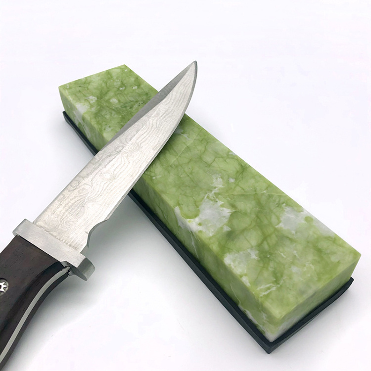 10000# Grit Oil stone Grindstone Polishing Sharpener Stone Fine Natural Green Agate Sharpening Stone with Non-slip Base