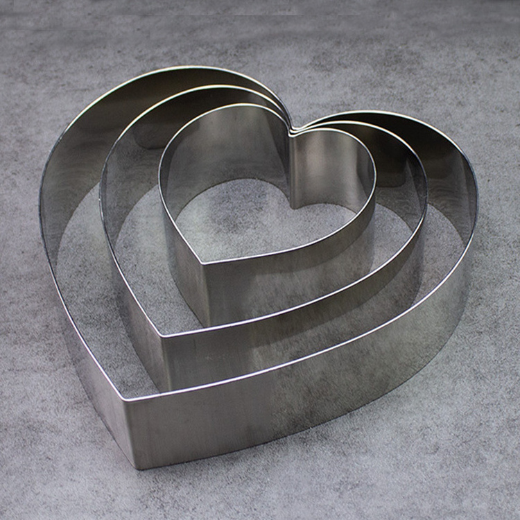 Seamless Stainless Steel  Baking Tool Pastry Ring Pancake Cookie Cutter Heart Shaped Cake Mold Ring Mousse Ring Mold