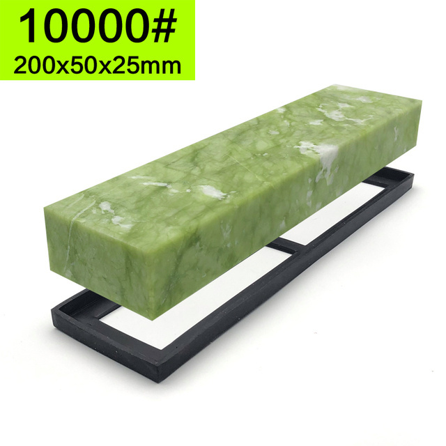 10000# Grit Oil stone Grindstone Polishing Sharpener Stone Fine Natural Green Agate Sharpening Stone with Non-slip Base