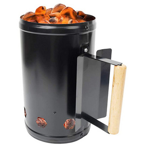 Wooden Handle BBQ Quick Rapid Fire Briquette Starters Can Barbecue Chimney Charcoal Starter