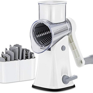 5 in 1 Julienne Shredder Round Mandoline Slicer Handle Rotary Cheese Grater Vegetable Slicer Manual Rotary Cheese Grater