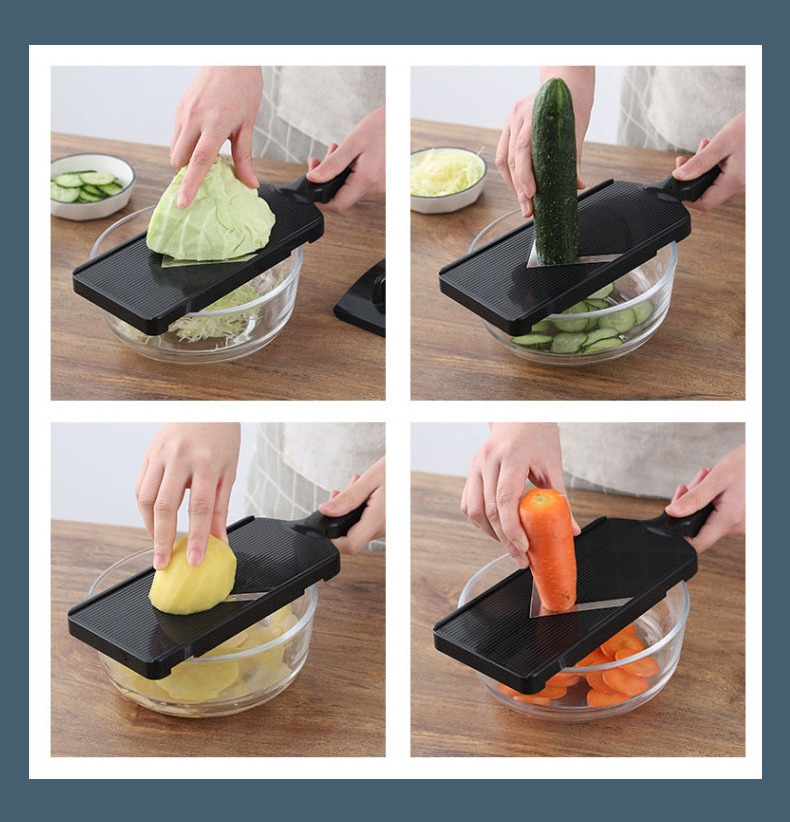 Wide Mouth Julienne Vegetables Cabbage Shredder Cutter Grater Manual Japanese Vegetable Slicer with V Blade