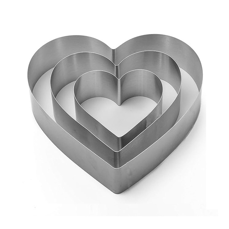 Seamless Stainless Steel  Baking Tool Pastry Ring Pancake Cookie Cutter Heart Shaped Cake Mold Ring Mousse Ring Mold