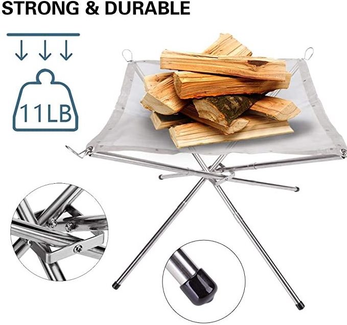 16.5 Inch Outdoor Portable Outdoor Fire Pit Camping Fire Pit Foldable Steel Mesh Collapsible Fire Pits For Camping