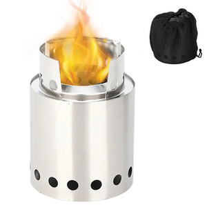 Outdoor Stainless Steel Backpacking Camping Stove Mini Fire Pit Campfire Grill Portable Smokeless Wood Burning Stoves