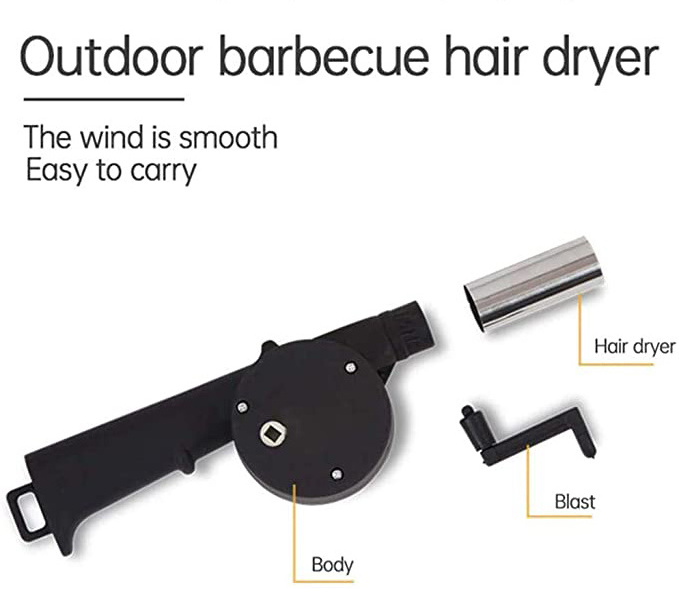 Black Plastic Fast Fire Starter BBQ Mini Portable Hand Crank Bellows Manual BBQ Fan Air Blower