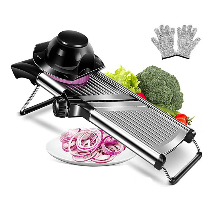 Kitchen Gadget Stainless Steel Kitchen Julienne Slicer Fruit Cutter Adjustable Mandoline Slicer Manual Vegetable Cutter