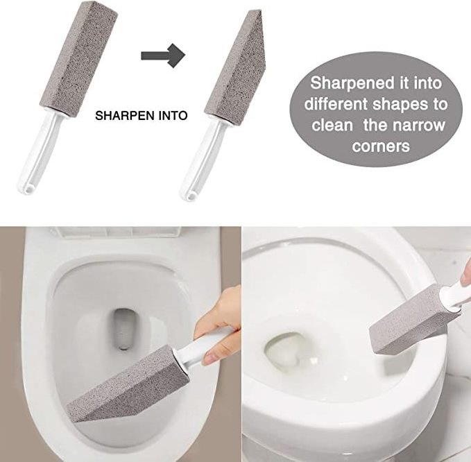 Foot Pumice Stone Toilet Cleaning Brush Bowl Cleaner Hard Water Ring Limescale Remover Pumice Toilet Brush with Handle