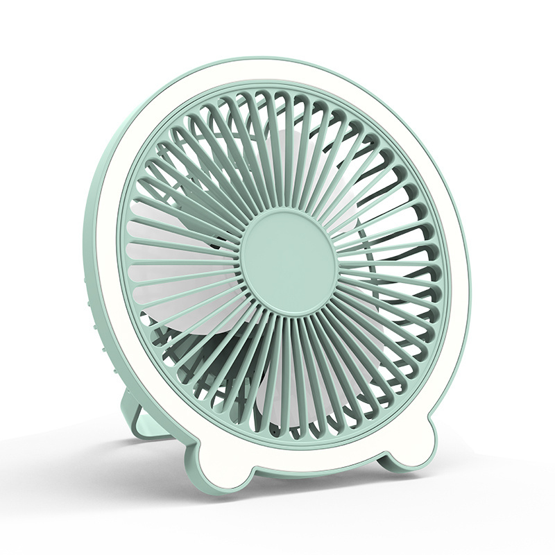 Cute Ventilador Mini Fan Low Noise USB Rechargeable Air Cooling Cordless Portable Bear Fill Light Fan