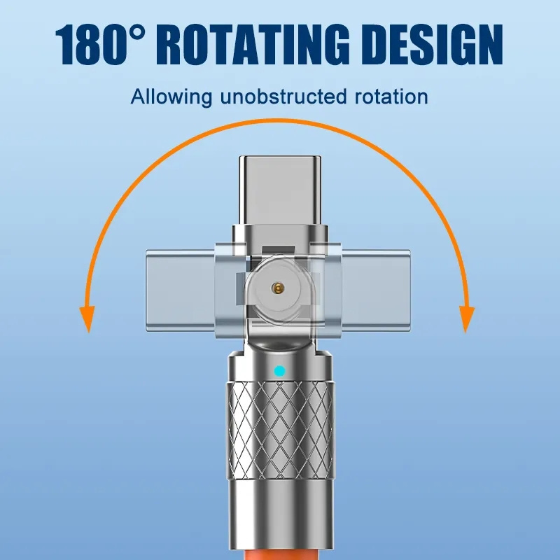 USB C Cable 120W Fast Charging Cable 180 Degree Rotate Zinc Alloy Data Sync Fast Charge Usb To Usb c Cable 3A