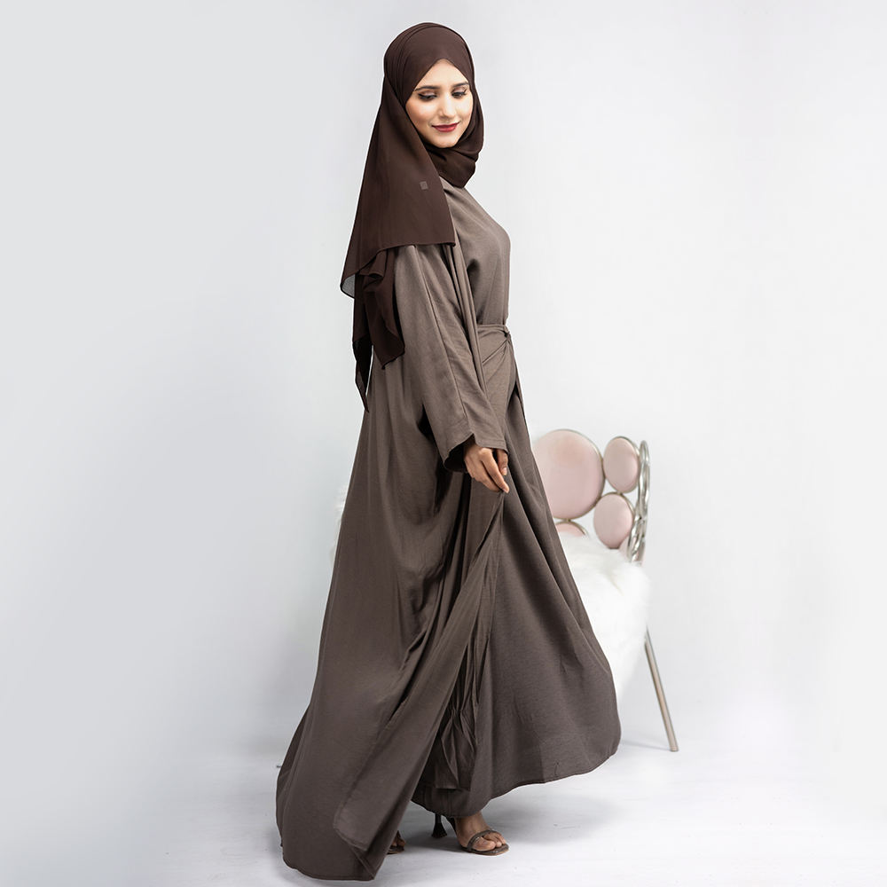 Custom Muslim Modest Kimono Abaya Fashion Plus Size Dubai Maxi Abaya 3pcs Set Turkish Dresses Islamic Clothing Wholesale