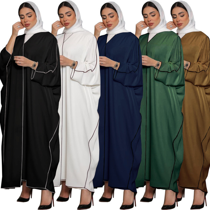 New Abaya Burqa Khaleeji Open Abaya Black Color Dubai Muslim Fashion Design For Women Kimono Abaya Islamic Clothing