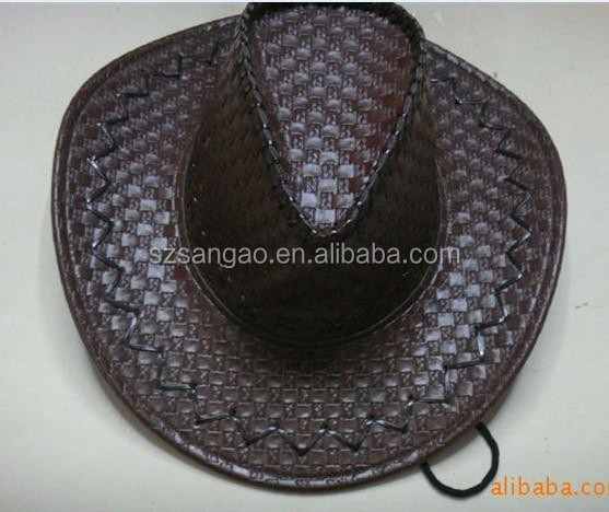 wholesale perfect large black Western cowboy hat for women and man with leather and helmet light up