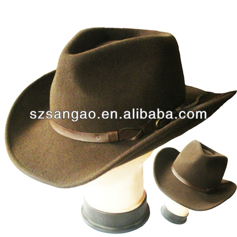 Making fashion  creme man cowboy hat with Red brim bottom felt fedora