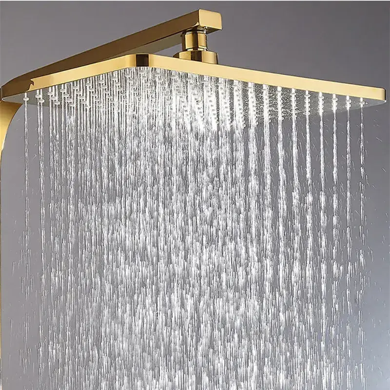 Golden Piano Bathroom Shower System Quality Brass Bathtub Mixer Faucets Wall Mounted Thermostatic Digital Shower Set