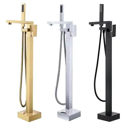 Floor-standing Waterfall Bathtub Faucet,Brass Bathtub Shower Faucet,Freestanding Bathtub And Bath Shower Faucet With Hand Shower